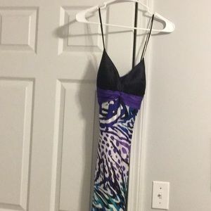 Floor length animal print prom dress